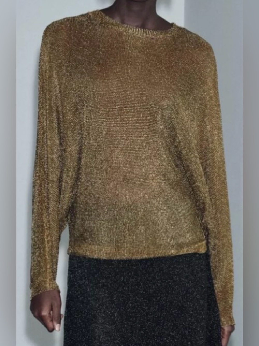 Zara Metallic Gold Women’s Knit Top/ size L